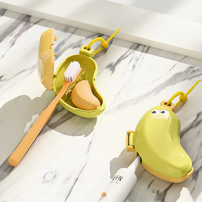 Banana-Shaped Toothbrush & Toothpaste Case – Silicone Dustproof Travel Holder for Camping & Home