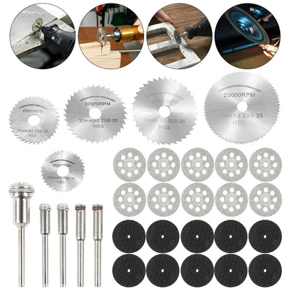 6-32Pcs Mini Circular Saw Blade Set - Sanding Grinding Cutting Discs for Dremel Rotary Tools & Metal Projects
