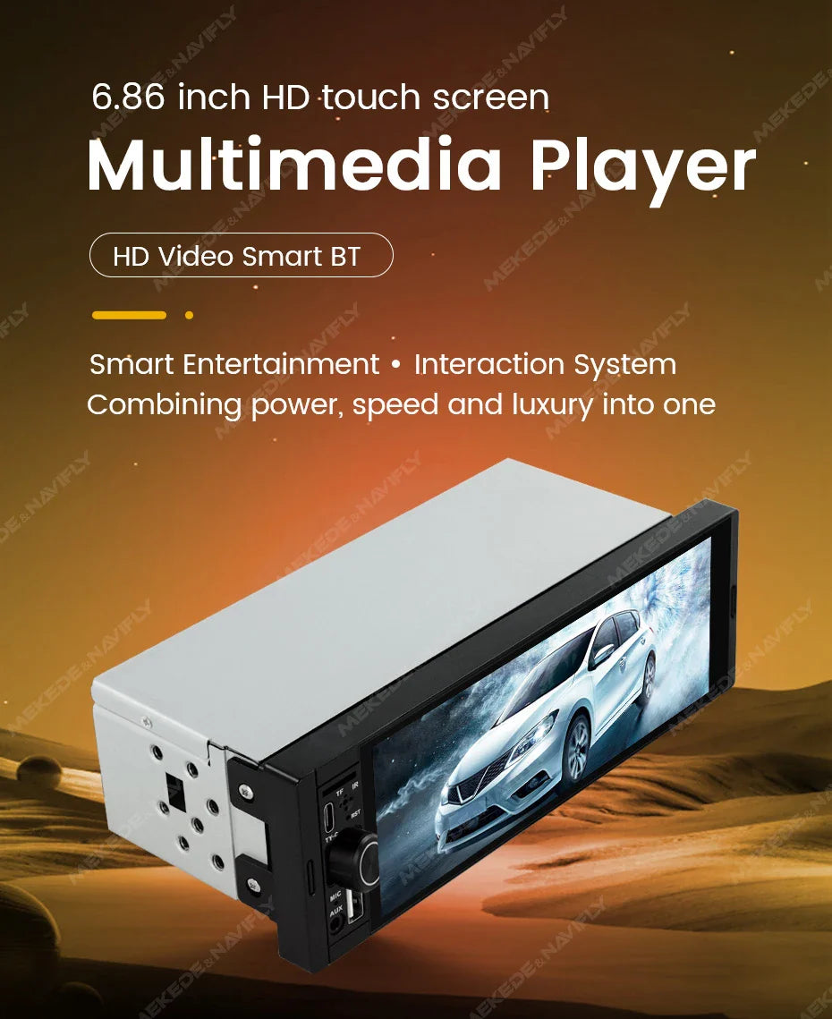 NaviFly 6.86" Universal FM CarPlay Android Auto Car Radio – MP5 Multimedia Player with Camera, No DVD
