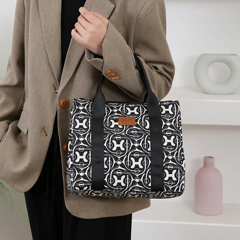 Insulated Commuter Lunch Bag with Storage Pouch — Portable Handbag for Office, Thermal Food Carrier with Meal Box Included
