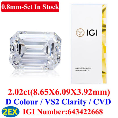 0.1–5CT Super White Lab-Grown Diamond Loose — IGI/GIA Certified, HPHT & CVD, DEFG VVS-SI, Diamond Tester Approved for Wedding Jewelry
