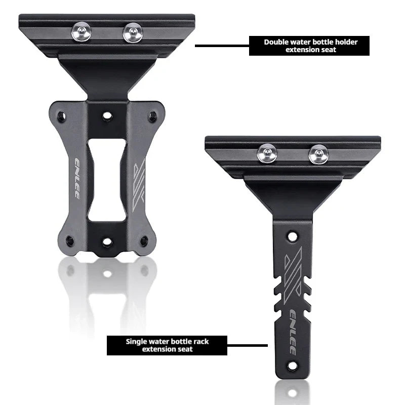 ENLEE Aluminum Bike Water Bottle Cage Extension Bracket – MTB & Road Bicycle Saddle Seat Mount Adapter for Cycling Hydration Setup