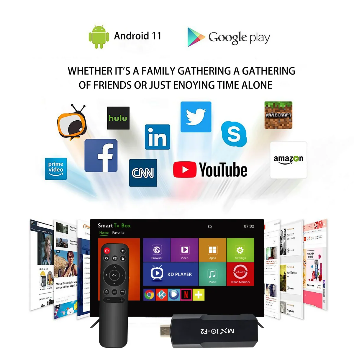 MX10 F2 TV Stick - 1GB RAM, 8GB Storage, Android 2024, 4K EU Android TV Box