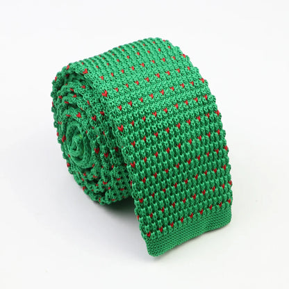 Classic Knit Neck Tie for Men — 6cm Plaid & Dots Casual Business Wedding Tie