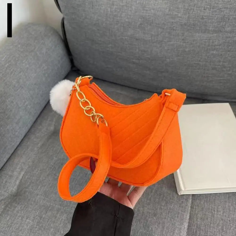 Mini Women's Shoulder Bag - Fashion Felt Underarm Saddle Handbag