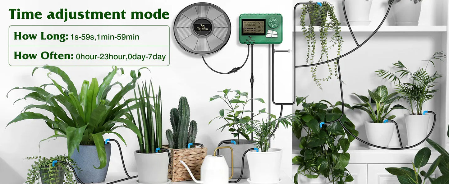 Solar Drip Irrigation System Kit – Automatic DIY Garden Watering Timer with Display Screen for Plants & Travel Use