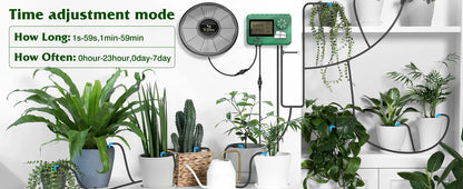 Solar Drip Irrigation System Kit – Automatic DIY Garden Watering Timer with Display Screen for Plants & Travel Use