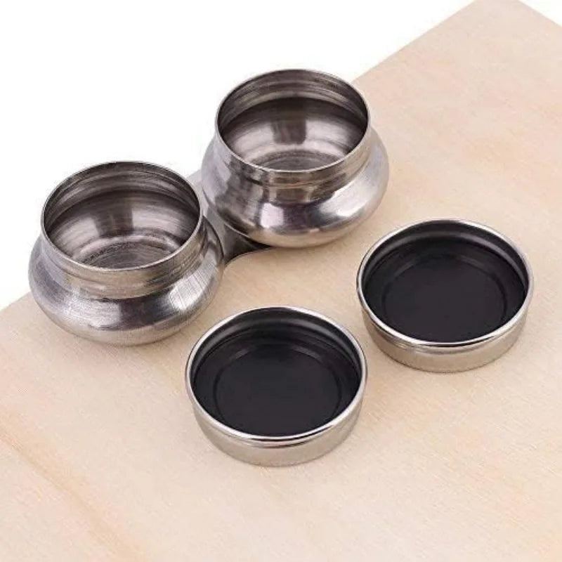 Stainless Steel Paint Dipper Palette Cup – Single/Double Oil & Solvent Container with Screw Cap for Artists