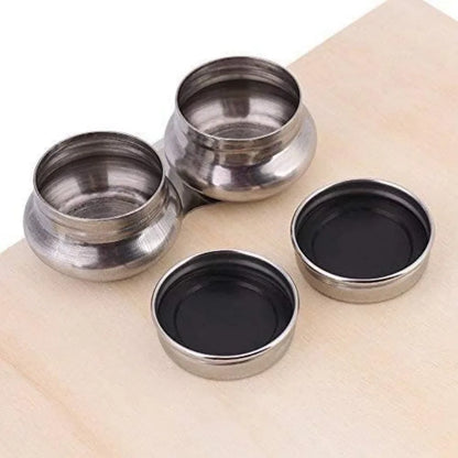 Stainless Steel Paint Dipper Palette Cup – Single/Double Oil & Solvent Container with Screw Cap for Artists