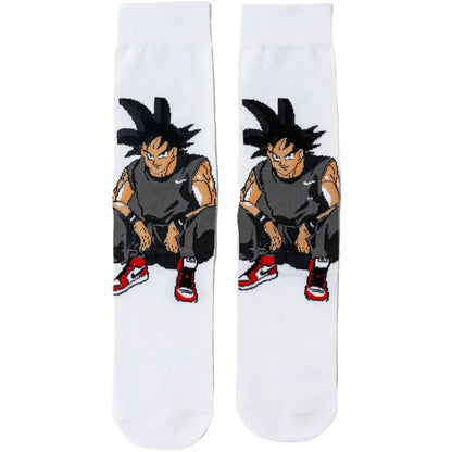 Men’s Dragon Ball Anime Mid Tube Socks - Bandai Cartoon Character Cotton Crew Socks