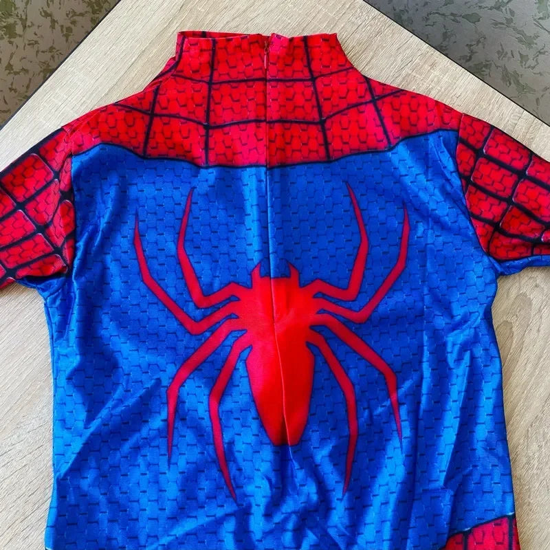 Kids Superhero Spider Costume - Spandex Jumpsuit with Head Cover | Halloween Cosplay Bodysuit | Party Set