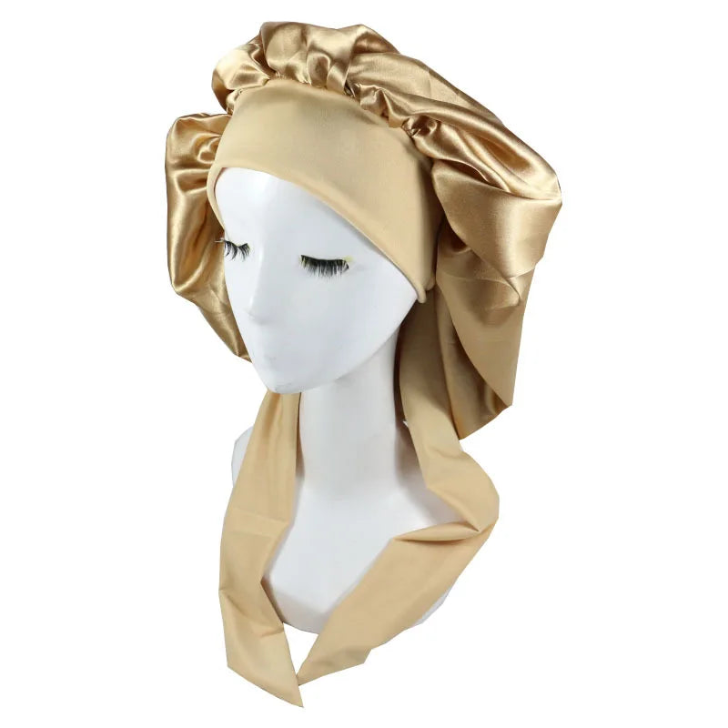 Unisex Satin Sleeping Hat - Solid Color Night Sleep Cap, Hair Care Bonnet, Nightcap for Women and  Men, Shower Turban