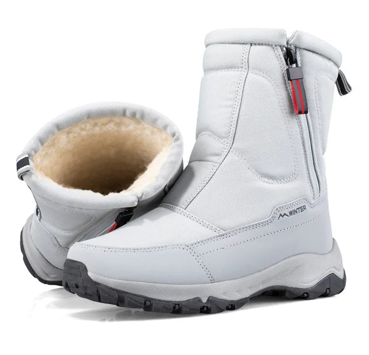 Large Winter Men’s Boots – Warm Plush Ankle High-Top Snow Boots, Sweat-Wicking Outdoor Sneakers