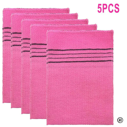 5-Piece Exfoliating Bath Pad Set — Soft Korean & Italian Style Washcloths for Body Scrub, Shower, and Spa Use