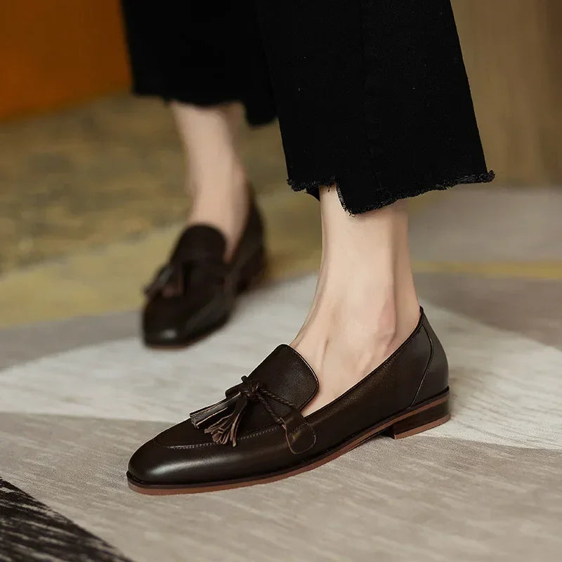 Women’s Retro Bowknot Flat Shoes – Fashion Tassel Loafers, Elegant Round Toe Casual Party & Winter Dress Pumps