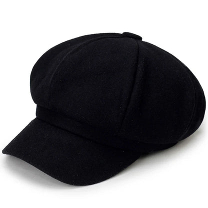 Solid Color Woolen Beret - Fashionable Cotton Hat, Windproof, Universal Fit for Men & Women, Autumn and Winter