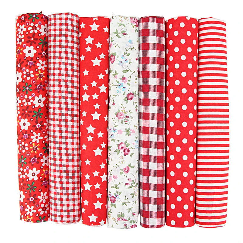 7-Piece 50x50cm Cotton Patchwork Fabric Set – Handmade Sewing Quilting Cloth for Needlework & DIY Crafts