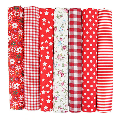 7-Piece 50x50cm Cotton Patchwork Fabric Set – Handmade Sewing Quilting Cloth for Needlework & DIY Crafts