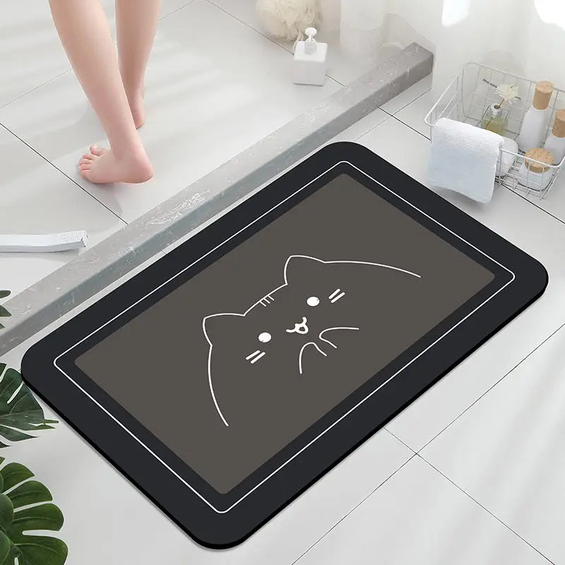 Diatomaceous Earth Bath Mat – Super Absorbent, Fast-Drying, Anti-Slip Rubber Floor Mat for Bathroom, Kitchen & Laundry