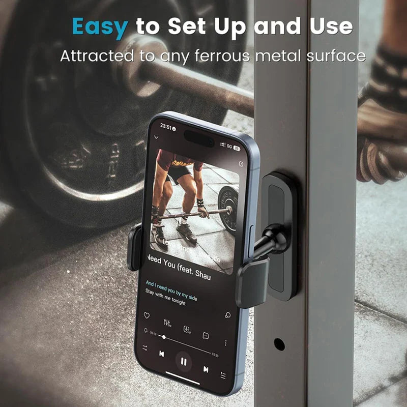 Tenmtoo Gym Magnetic Phone Holder – 360° Adjustable Stand for MagSafe, Compatible with iPhone 15/14/13 & 4.7-6.5 Inch Smartphones