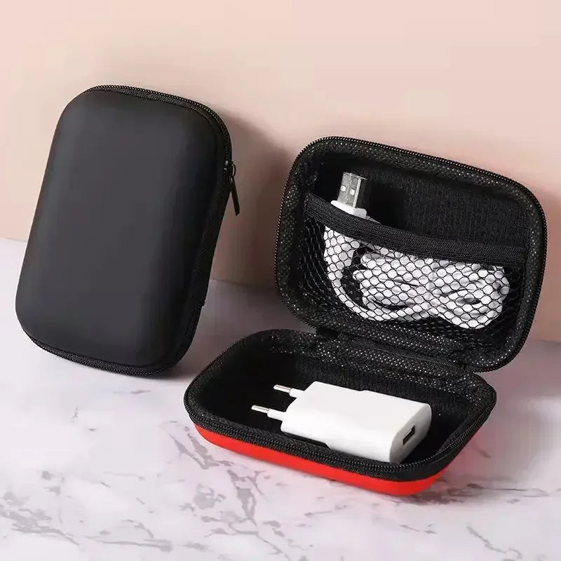 Travel Storage Bag for Earphones - Zipper Charging Case and Portable Cable Organizer for Electronics and Sundries