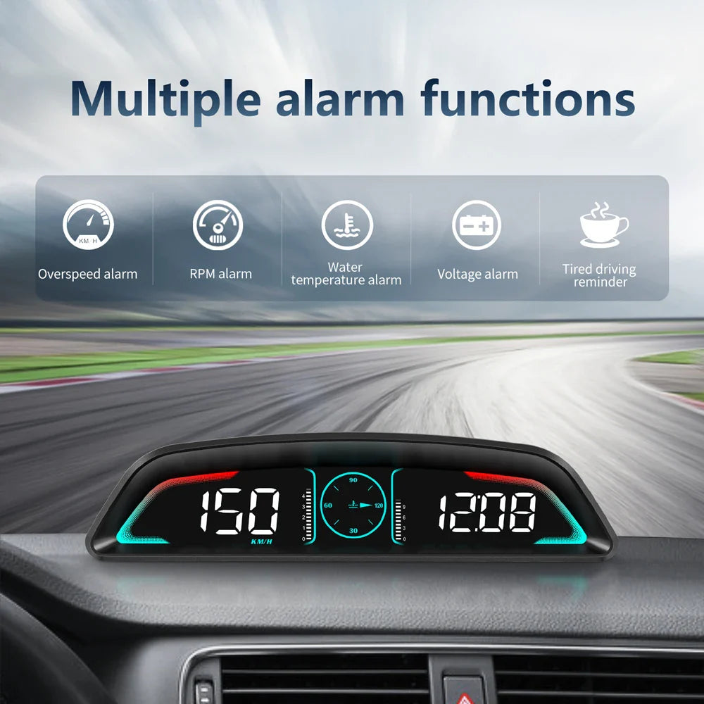 Multi OBD Meter B3 HUD – Speed, RPM, Water Temp, Fuel, Time with Overspeed, Voltage Alarm & Drive Reminder