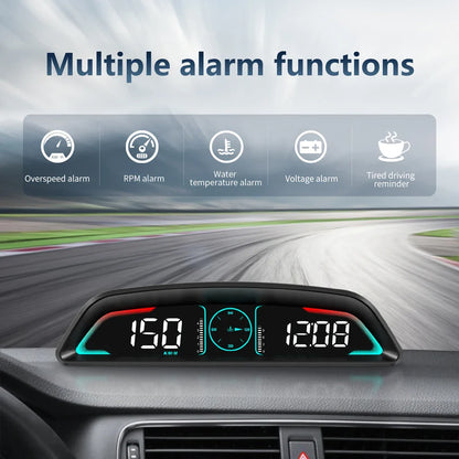 Multi OBD Meter B3 HUD – Speed, RPM, Water Temp, Fuel, Time with Overspeed, Voltage Alarm & Drive Reminder
