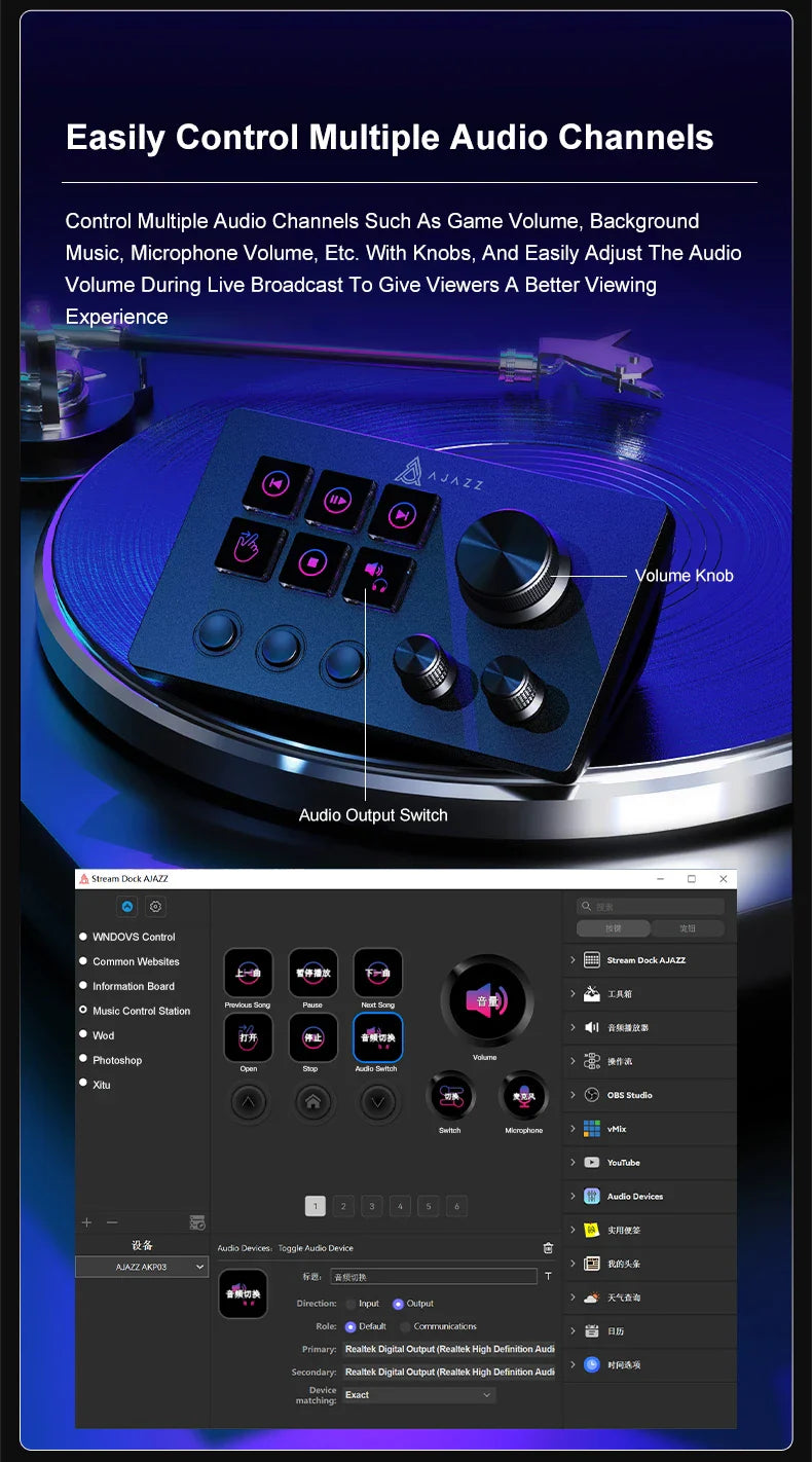 Ajazz AKP03E Desktop Helper Console – Programmable Macro Mini Keyboard with Custom Buttons for Multi-Scenario Use