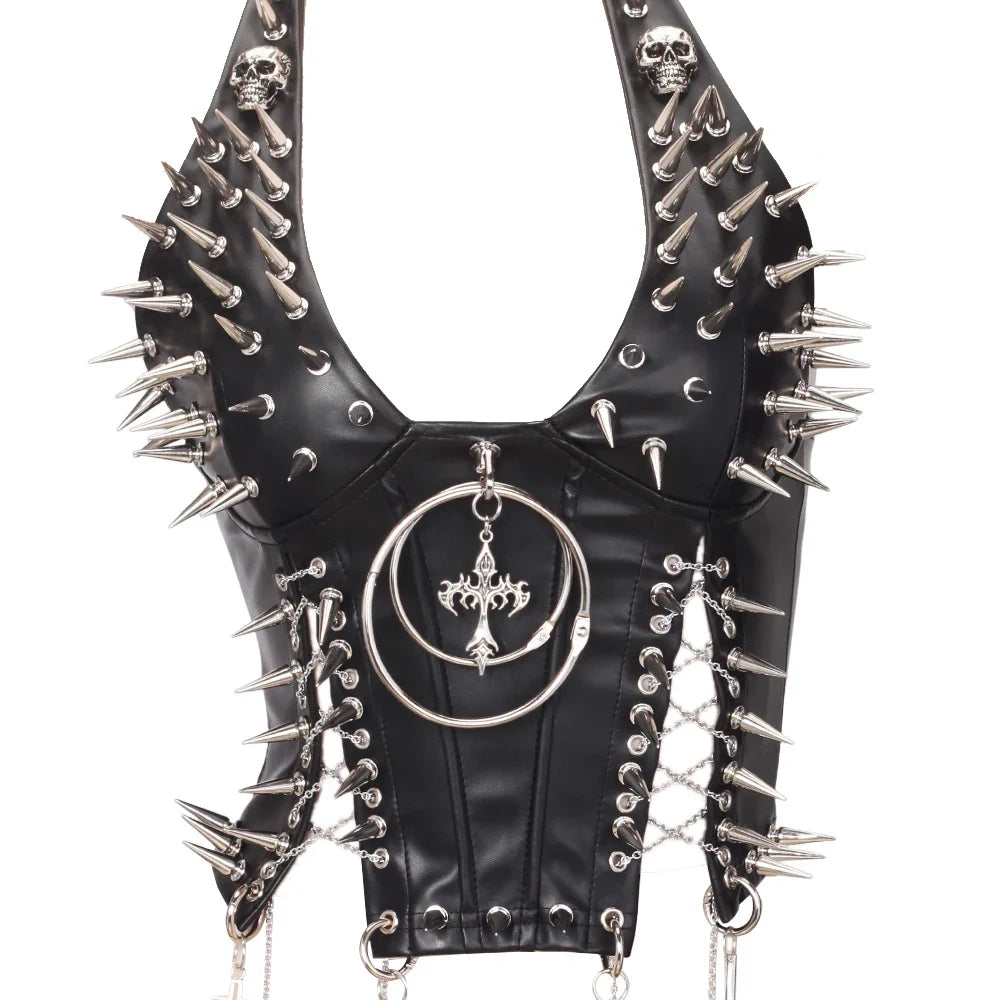 Y2K Gothic Spiked Tank Top - Punk Rock Emo Grunge Festival Style for Women