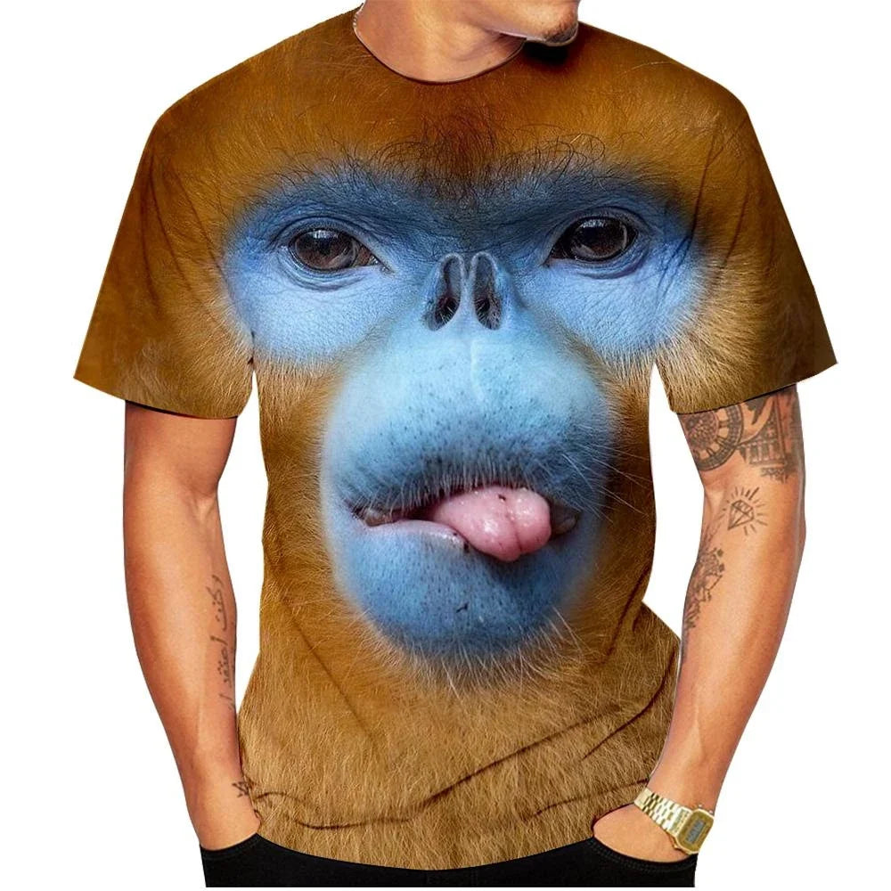 Men’s 3D Gorilla Monkey T-Shirt - Funny Graphic Print Summer Short Sleeve Shirt