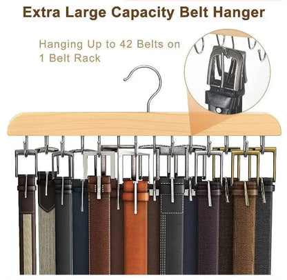 Wooden Belt and Scarf Rack Organizer – Wardrobe Hanger for Belts, Ties, and Accessories, Men’s and Women’s Clothing Storage   2/2