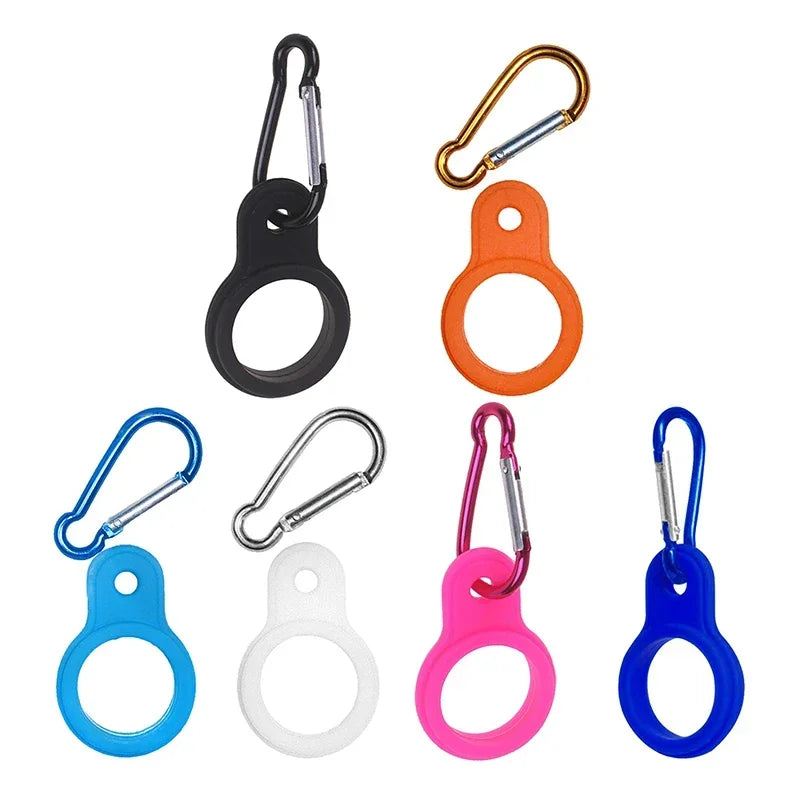 Aluminum Sports Kettle Buckle – Outdoor Carabiner Water Bottle Holder with Rubber Hook for Camping & Hiking