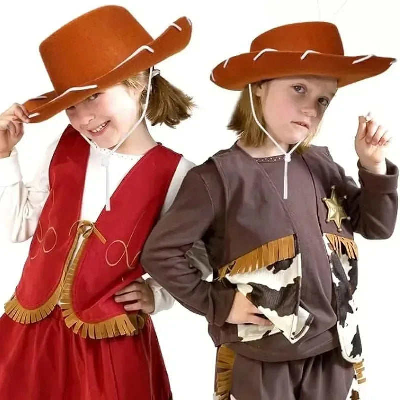 Kids Cowboy Western Hat - Brown Red Costume Accessory for Halloween, Birthday & Theme Parties