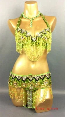 Sexy Belly Dance Costume Set for Women – 2-Piece Bra & Belt Outfit for Sizes 34D/DD,36D/DD,38/D/DDD,40B/C/D,42D/DD