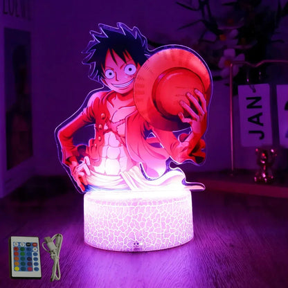 One Piece Luffy Zoro Action Figures 3D LED Lamp – Anime PVC Model Toy Night Light for Kids & Christmas Gift