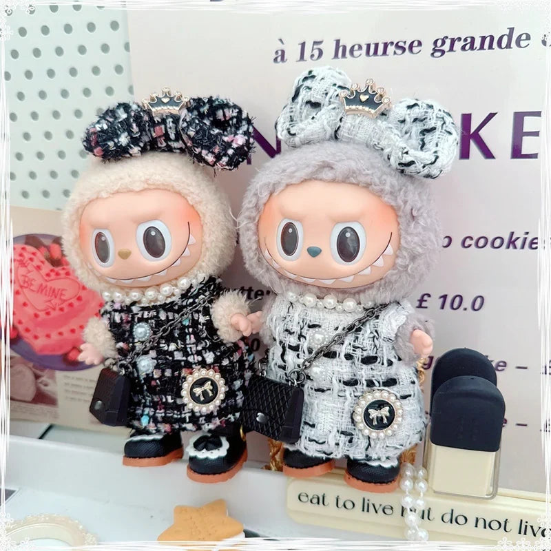 17cm Labubu Doll Accessories - Luxury Sweet Woolen Suit, Crossbody Bag & Princess Shoes Set