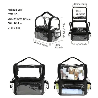 Makeup Brush Holder Backpack – Clear Waterproof Cosmetic Organizer Travel Case with Adjustable Strap & Divider