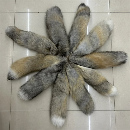 2024 Natural Fox Fur Tail Keychain – Chic Y2K Furry 40cm Keyring Accessory for Women’s Car Keys