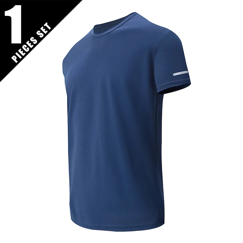 Men’s Summer Quick Dry T-Shirt - Solid Color Short Sleeve Sports Shirt for Running & Casual Wear