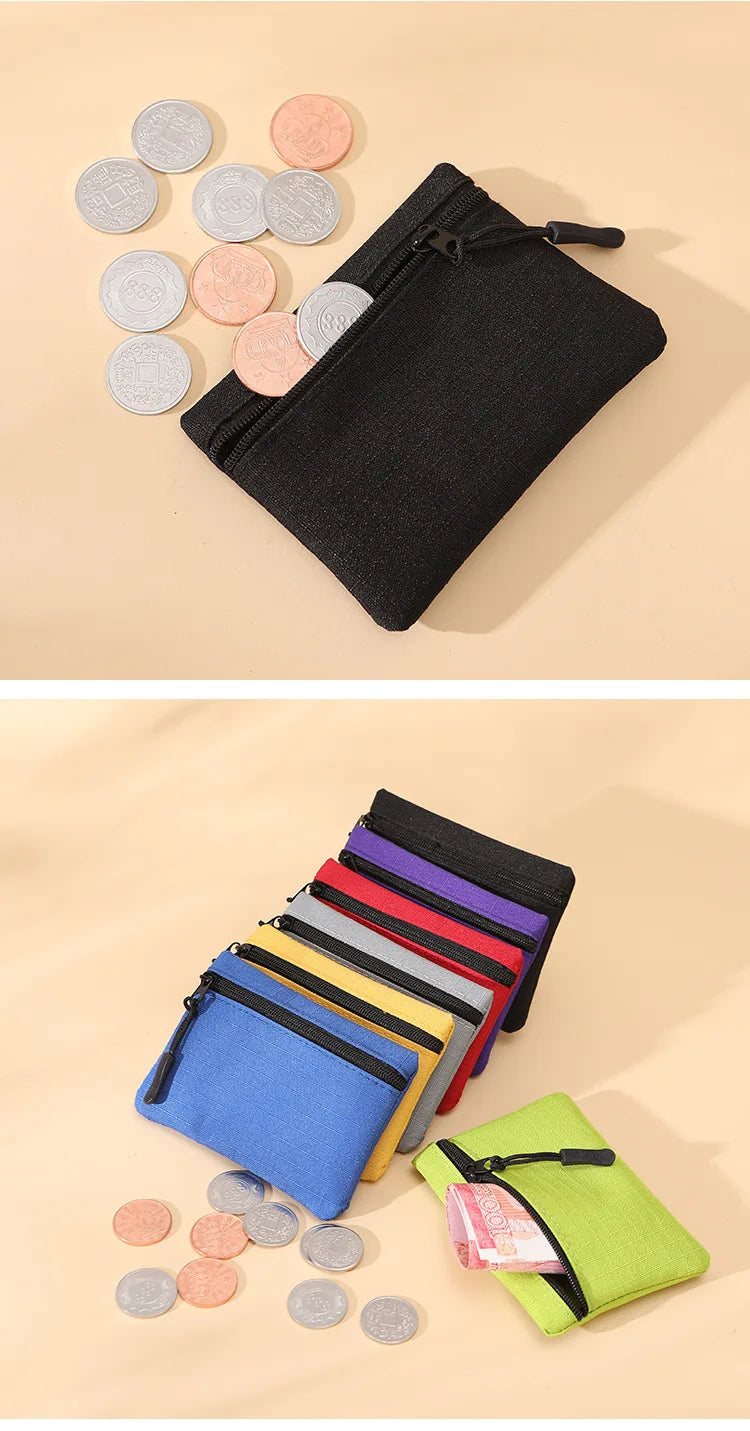 Canvas Mini Coin Purse with Zipper – Cute Solid Color Key & Money Pouch for Kids, Women & Men
