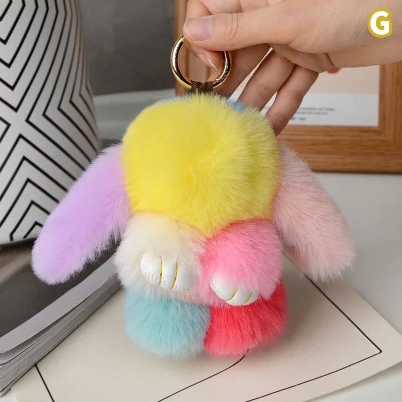 15cm Rabbit Fur Keychain - Soft Bag & Car Pendant Charm for Women, Jewelry Accessory Gift