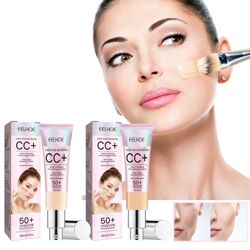 CC Foundation Cream – Natural Moisturizing, Waterproof, Brightening Concealer with Oil-Control & Long-Lasting Coverage