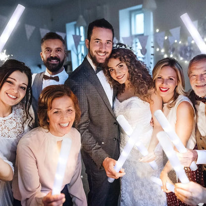 30 Pcs LED Foam Glow Sticks – White Light Flashing Cheer Batons for Wedding & Party Supplies, Glow in the Dark