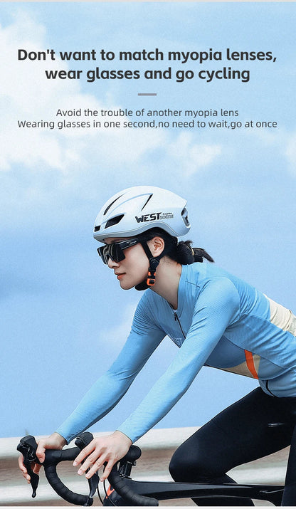 WEST BIKING Large Frame Cycling Glasses — Polarized Photochromic Sunglasses Fit Over Myopic Goggles