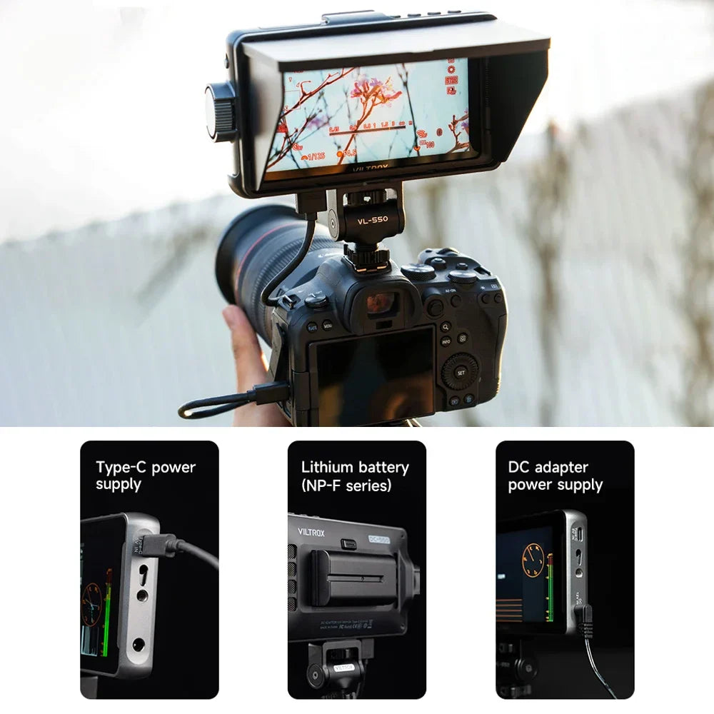 VILTROX DC-550 5.5” 4K HDMI Touch Screen Camera Monitor – 1920x1080 Full HD Studio Field Monitor with 3D LUT for Professional Video Shooting & Director Use
