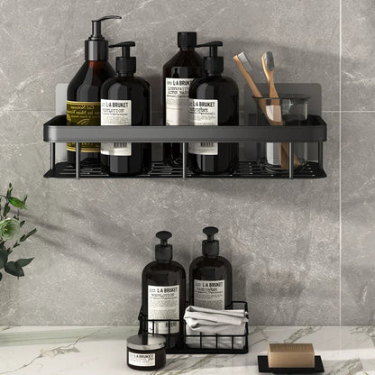 Aluminum Alloy Bathroom Shelf - No Drill Kitchen Storage Organizer, Shampoo Rack, Shower Shelf, Easy Install Bathroom Accessories