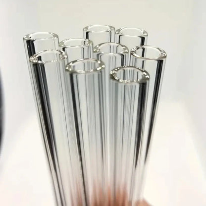 7Pcs 4 Inch Borosilicate Glass Tubes with Bubble End – Heat Resistant Clear Drinking Straws Set, High Safety and Durable Use
