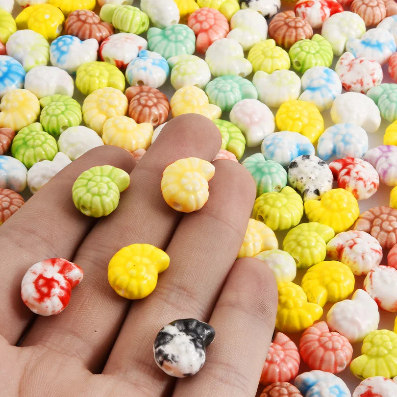 10/20/30PCS Colorful Ceramic Animal Beads – 2mm Hole Clownfish, Turtle, Star & Conch Shell for DIY Jewelry, Bracelets & Crafts