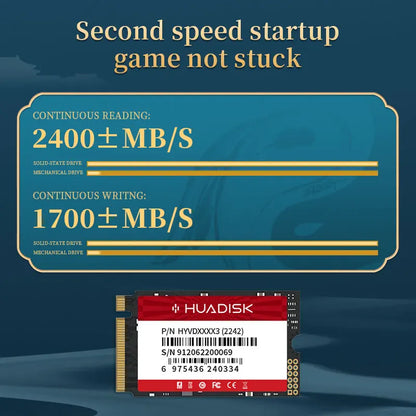 HUADISK M.2 NVMe SSD 2242 PCIe Internal Solid State Drive | 128GB 256GB 512GB 1TB for Orange Pi 5, Lenovo S540