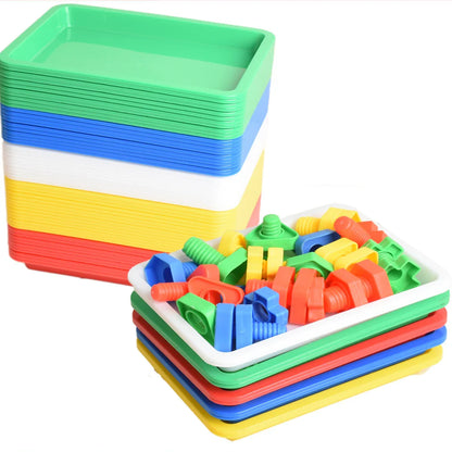 Plastic Square Serving Tray – Strong Color Cutlery & Flat Tray Organizer for Coffee, Tea, and Kitchen Use